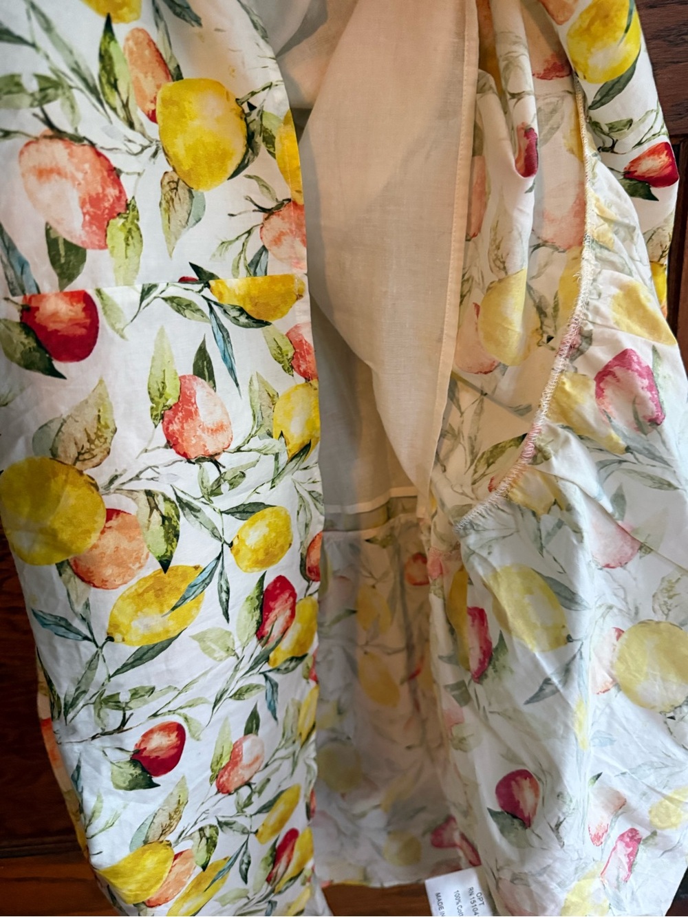 O.P.T 100% Cotton Lemon Print Citrus Midi Dress Tiered Skirt Ruffle Sleeves XL - Picture 10 of 12